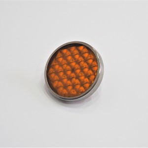 Odrazka oranžový, nerez rámeček, se šroubem, 51 mm, plast, Jawa