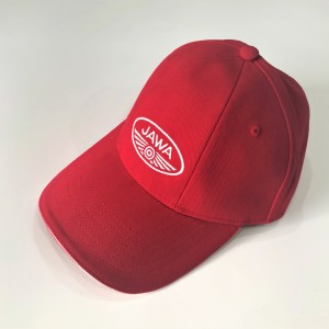 Čepice s kšiltem, logo JAWA, červená
