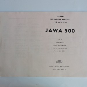 Katalog náhradních dílů JAWA 500 OHC - formát A4, J.ČESKÝ, 60/120 stran