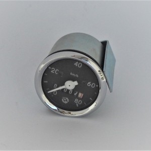 Tachometer, 80 km/h, 48 mm, chrómovaný rámeček, bíla ručička,  Jawa 20-23