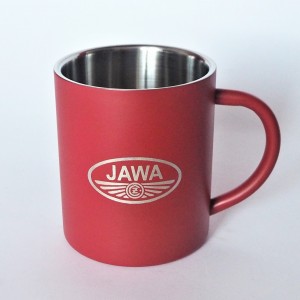 Kubek, 250 ml, czerwony, stal nierdzewna, logo JAWA-CZ