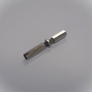 Šroub nastavování lanka s maticí, nerez/leštěný, M6x65 mm, pro bowden max 6,2 mm, Jawa, ČZ