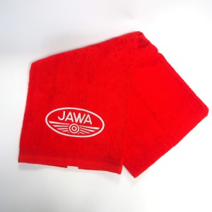 Ručník, 50x100 cm, červený, Logo Jawa