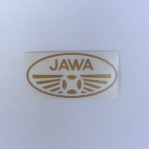 Samolepka JAWA, zlatá, 67,5x34 mm