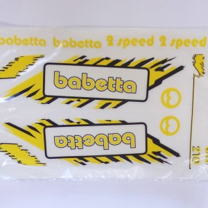 Nálepky BABETTA, arch, žlutá, Jawa Babetta 210