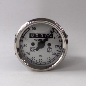 Tachometer 0-100 km/h, ciferník stříbrno-černý, AP, ČZ 150 C