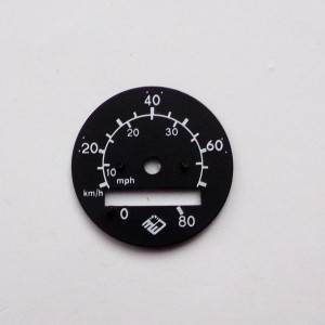 Ciferník tachometru 0-80 km/h, černý, Jawa Babetta