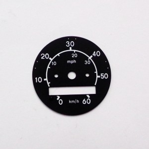 Ciferník tachometru 0-60 km/h, černý, Jawa Babetta