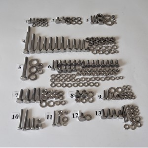 Screw set, all without engine, stainless steel, Jawa 50  type 23 Mustang
