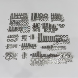 Screw set, all without engine, stainless steel, Jawa 350/638