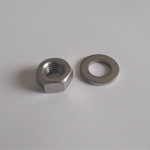 Nut + washer for footrest thread M10x1 mm, stanless, Jawa, CZ