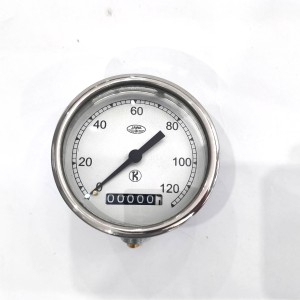 Speedometer, 120 km/h, stainless steel frame, replica, Jawa 250 Perak Z