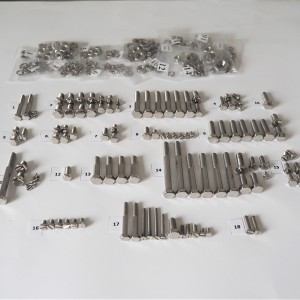 Screw set, all without engine, stainless/polished, Jawa 250 Panelka type 559, 590