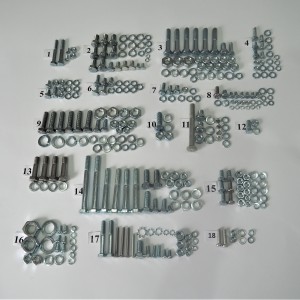 Screw set, all without engine, zink, Jawa 250 Panelka type 559/590