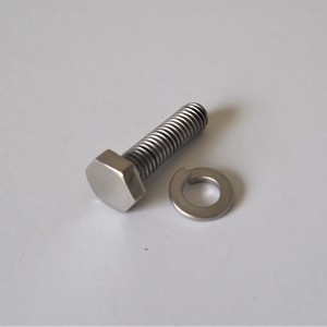 Screw with washer of exhaust pipe for cylinder, M6, stainless/polished, CZ 125-250