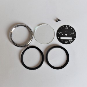 Repair set for rund speedometer 80 km/h, black dial, Jawa 50 type 20/21/23