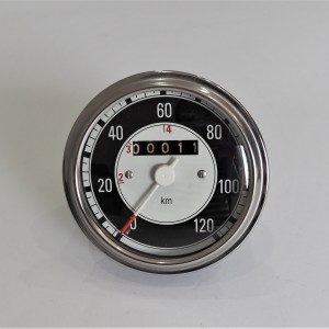 Speedometer, black, 120 km/h, original, after renovation, Jawa, CZ 125/175