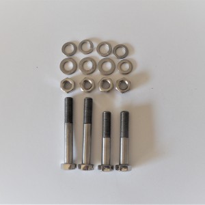 Screw set for attaching the shock absorber to the frame, rear, stainless steel, polished, Jawa 250/350 Perak, Ogar, 500 OHC 01