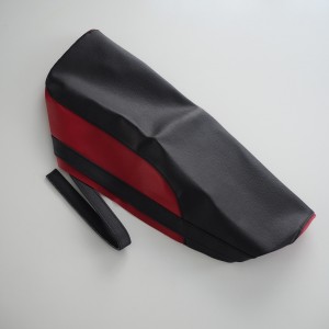 Seat cover, black-red, Jawa 50 type 23 Mustang