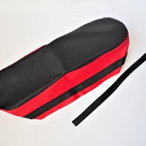 Seat cover, black-red, Jawa 50 typ 05/20/21