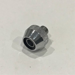 Threaded tube and ornamental nut for oil hose, engine front, chrom, Jawa 500 OHC