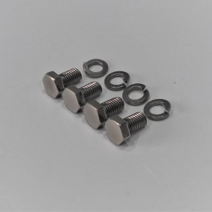 Screws with washers of holder of exhaust silencer, M8, 4 pieces, stainless/polished, Jawa Kyvacka, Panelka