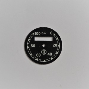 Speedometer plate 0-100km/h, black-white, K, CZ 125/150 B, C, T, 501