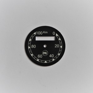 Speedometer plate 0-100km/h, black-white, PAL, CZ 125/150 C, T, 501