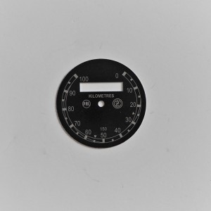 Speedometer plate 0-100km/h, black-white, PAL-ČZ, CZ 150 C