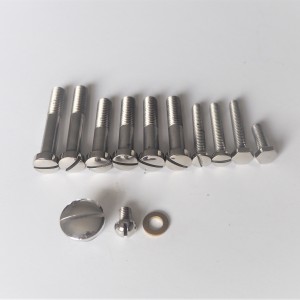 Screw set for engine, visible outside the engine, stainless, polished, Jawa 500 OHC