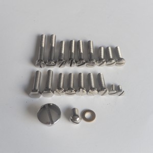 Screw set for engine, visible outside the engine, stainless, polished, CZ 125 T, B