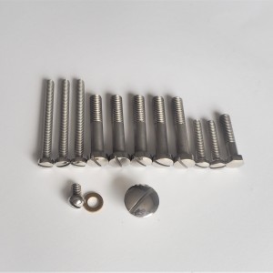 Screw set for engine, visible outside the engine, stainless, polished, Jawa 634