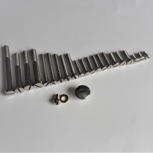 Screw set for engine, visible outside the engine, stainless, polished, Jawa 50 type 23