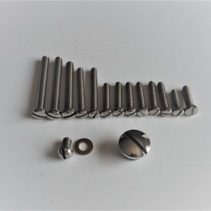 Screw set for engine, visible outside the engine, stainless, polished, Jawa 555