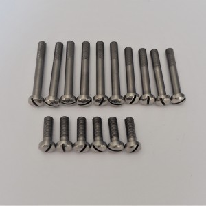 Screw set for engine, visible outside the engine, stainless, polished, CZ 250 prewar