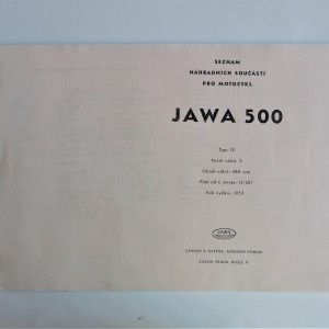 Spare parts catalogue JAWA 500 OHC - L.CZECH, A4 format, 60/120 pages