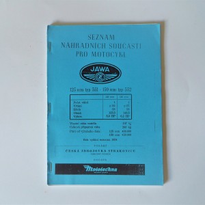 Katalog części zamiennych JAWA-CZ 125/351-150/352 - J.CZESKI, format A5, 66 stron