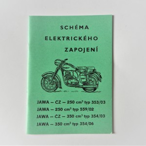 Schemat instalacji elektrycznej Jawa 250/350 typ 353/03, 559/02, 354/03, 354/06 - J.CZESKI, format A5, 30 stron