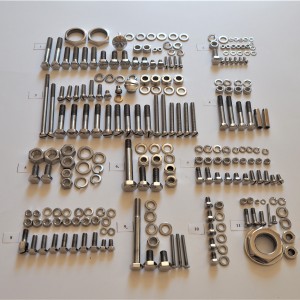 Motorcycle screws set, stainless steel/polished, Jawa 350 Perak Communist