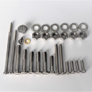 Screw set for engine, stainless, polished, Jawa Kyvacka typ 354, Panelka typ 360, 361