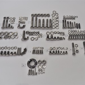 Screw set, all without engine, stainless steel/polished, Jawa 500 OHC 02