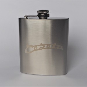 Stainless steel hip flask, 200 ml, logo Cezeta