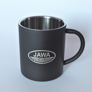 Cup, black, stainless steel, 250 ml, logo JAWA