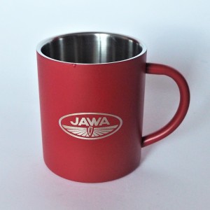 Cup, red, stainless steel, 250 ml, logo JAWA FJ