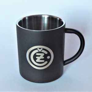 Cup, black, stainless steel, 250 ml, logo CZ
