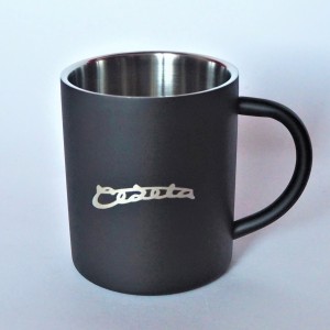 Cup, black, stainless steel, 250 ml, logo Cezeta