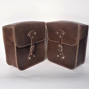 Set of bags, dark brown, leather, 220x240x90mm, Jawa Perak, CZ125/150