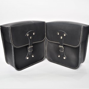Set of bags, black, leather, 220x240x90mm, Jawa Perak, CZ125/150
