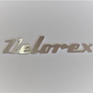 Inscription VELOREX, aluminum