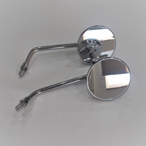 Rear view mirrors. R.+ L. circle M10x1,25 RH, chrome, Jawa, CZ